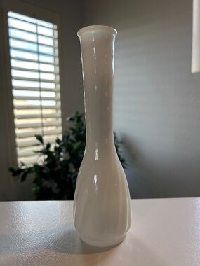 True Vintage Milk Glass Bud Vase Hoosier Swirl Ribbed White Milk Glass Bud Vase